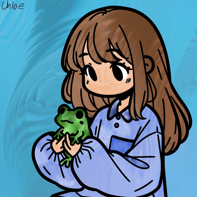 girl with long hair and a oversized shirt. and she is holding a frog