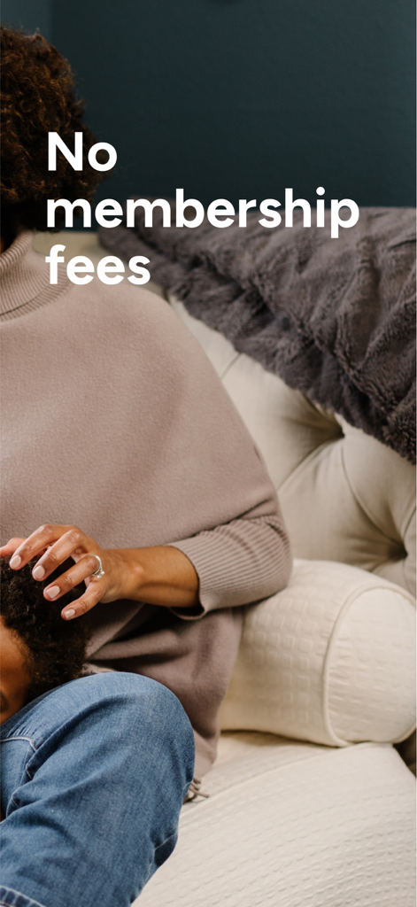 Doctor On Demand - A woman comforting a child with a text overlay stating no membership fees