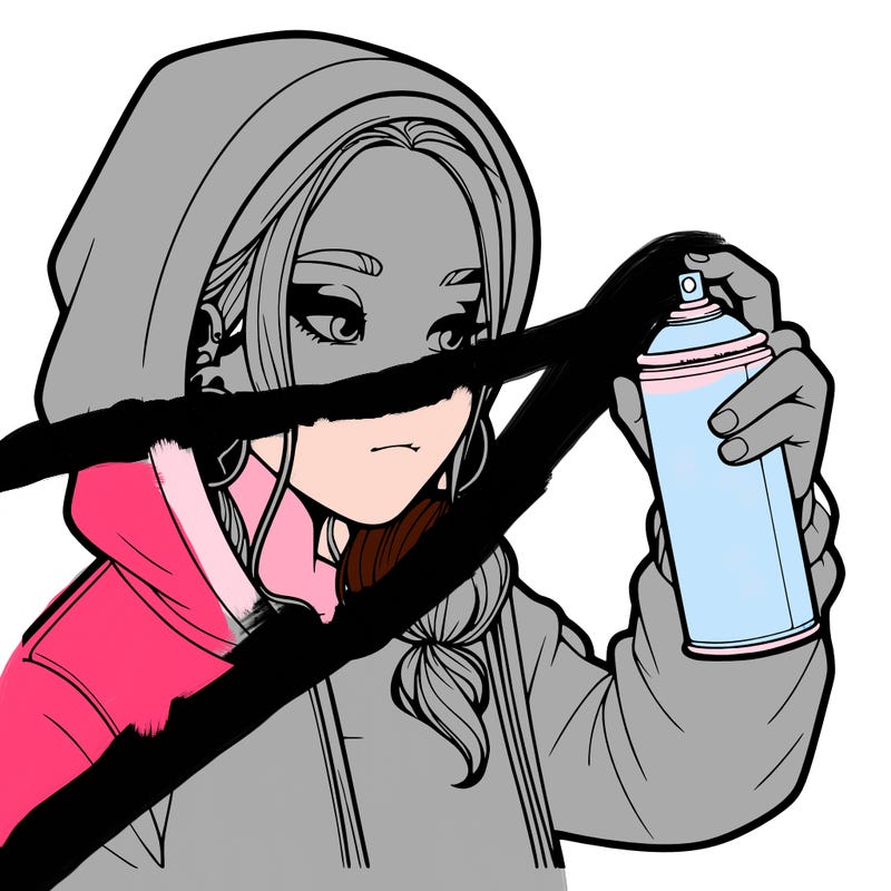 a realistic girl, spray painting