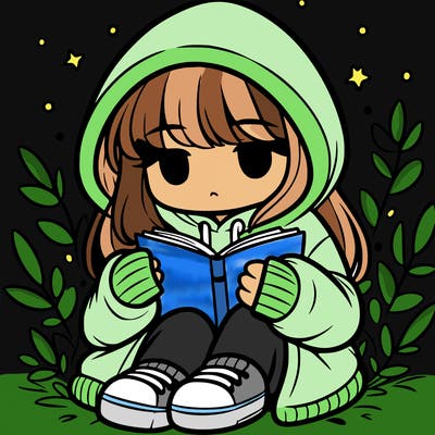 girl in oversized hoodie reading a book