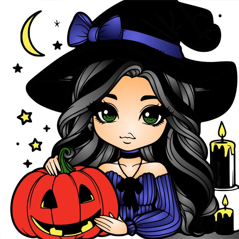 beautiful witch with a pumpkin