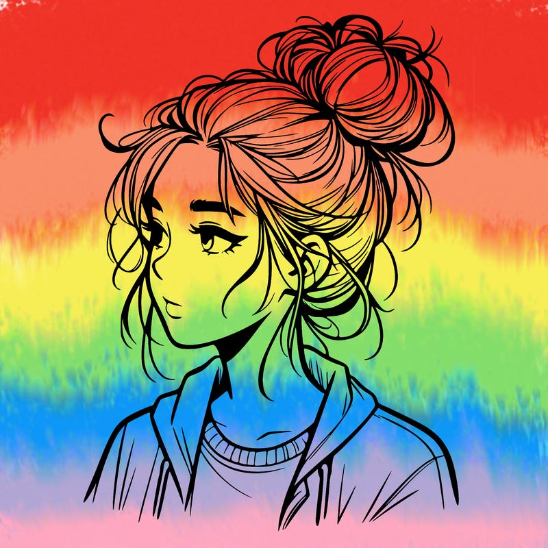 realistic teenage girl with a messy bun