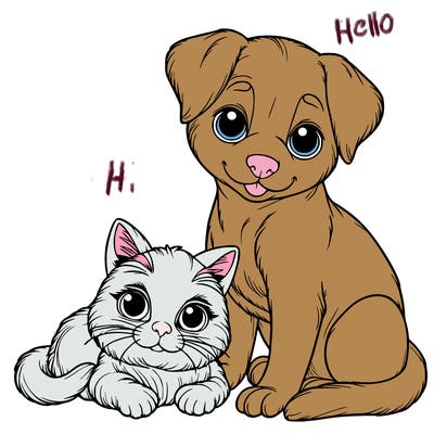 realistic cat and dog