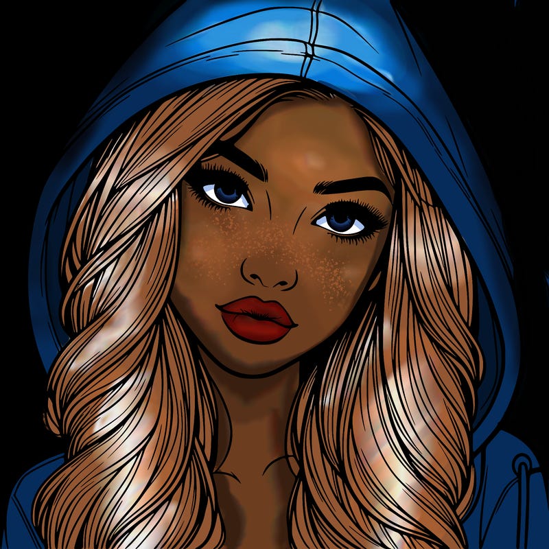 realistic beautiful girl with a hood on