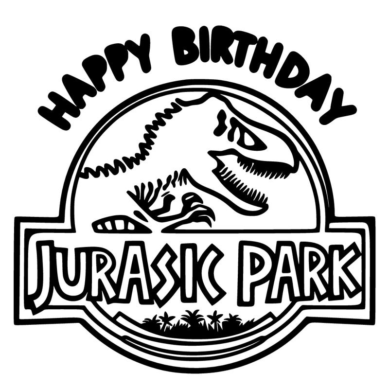 jurrasic park logo that says happy birthday