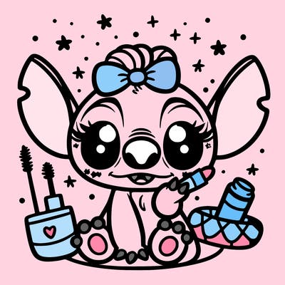 prepa stitch with make up and nails