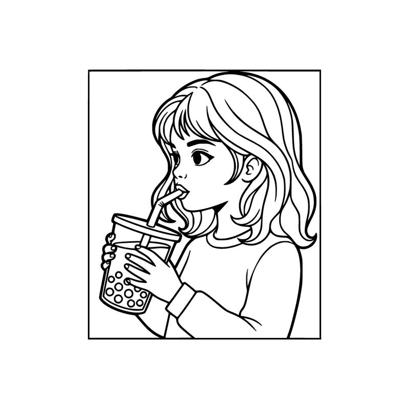a girl drinking boba