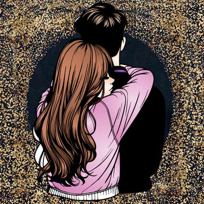 realistic girl hugging boyfriend from back