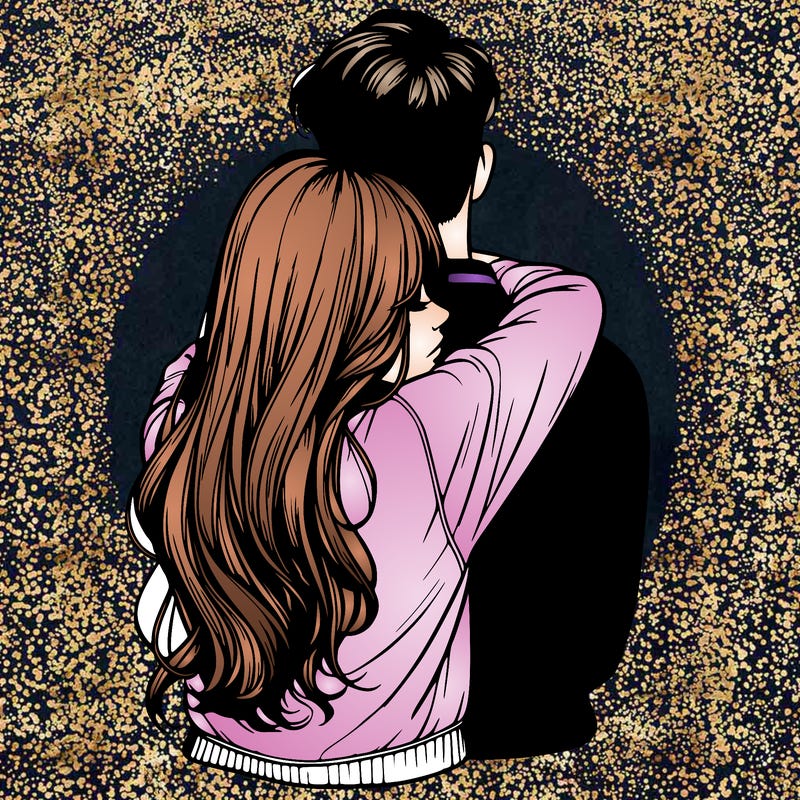 realistic girl hugging boyfriend from back