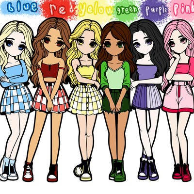 a group of girls realistic