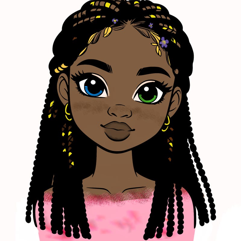 a realistic black girl with braids