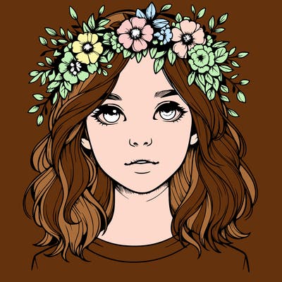 realistic girl with flower crown