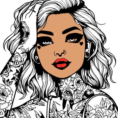 realistic girl with tattoos all over