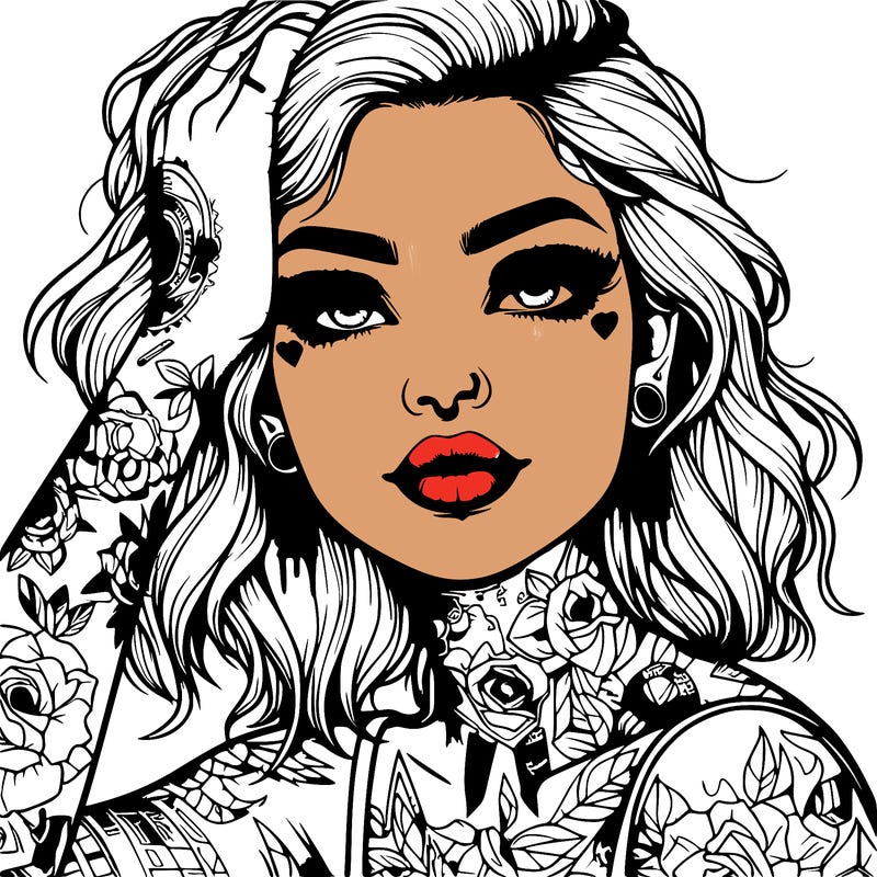 realistic girl with tattoos all over