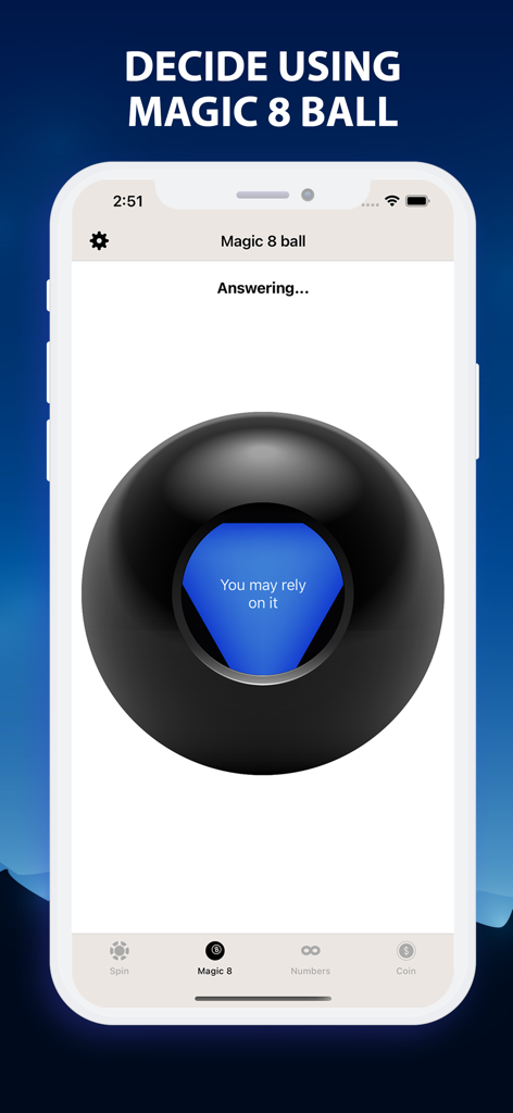 Yes or No Decision Maker Wheel - Función Bola Mágica 8 para tomar decisiones en la app Sí o No