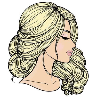 realistic woman's head & hair