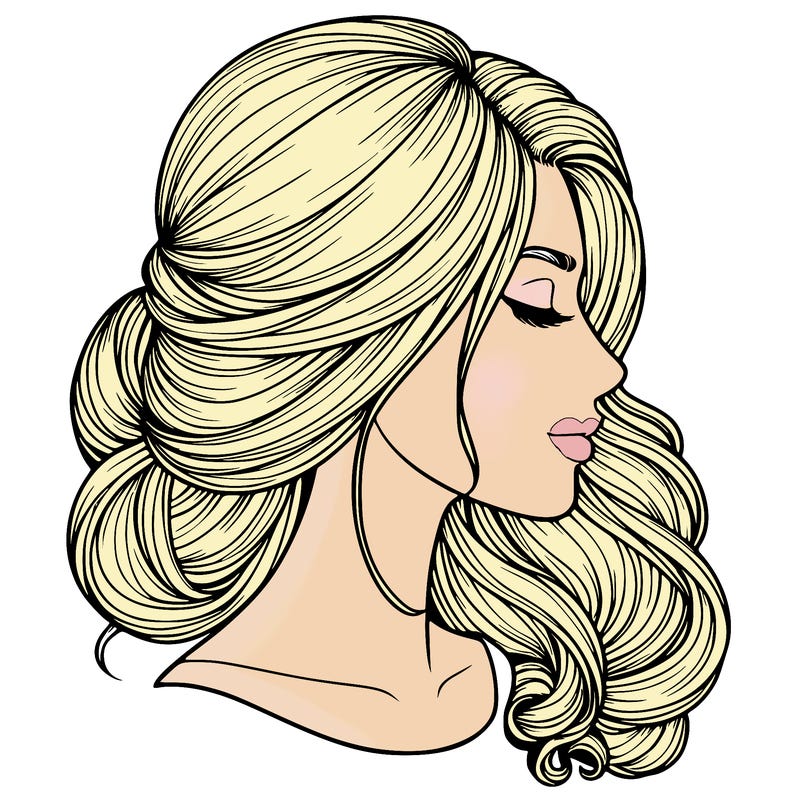 realistic woman's head & hair