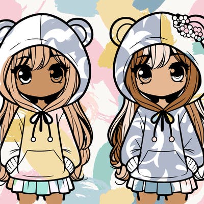 girls with a big hoodie