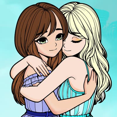 realistic girls hugging