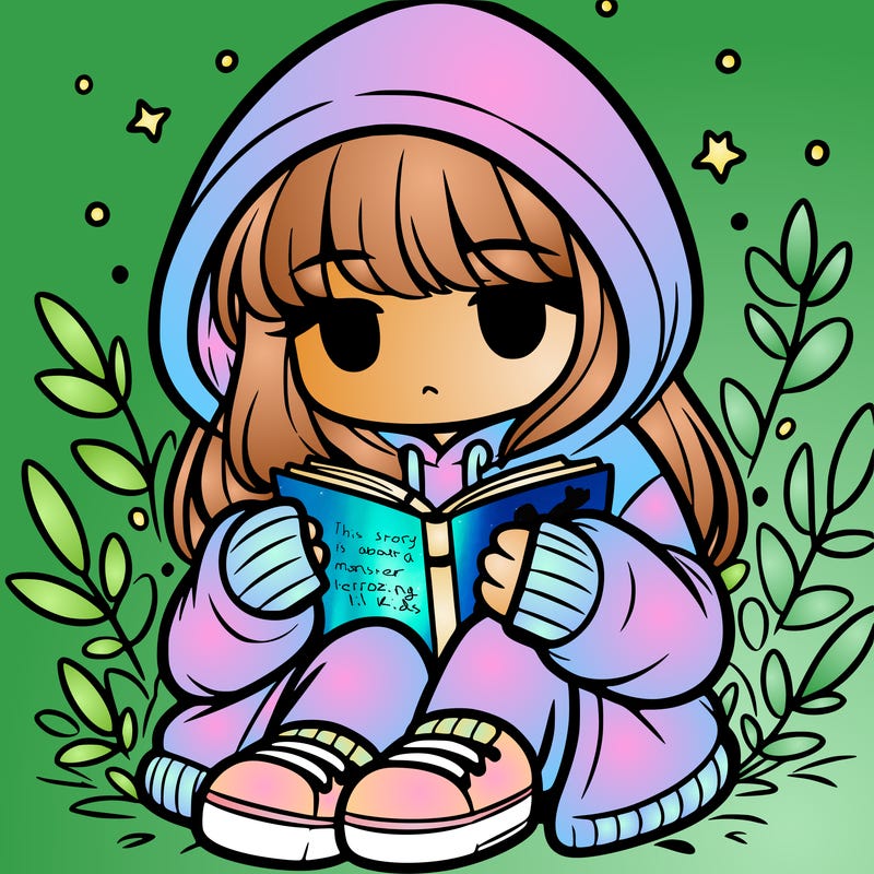 girl in oversized hoodie reading a book