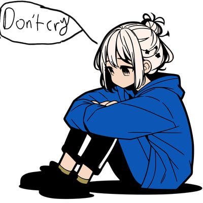 sad anime girl sitting alone