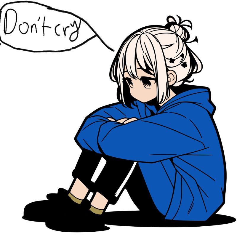 sad anime girl sitting alone