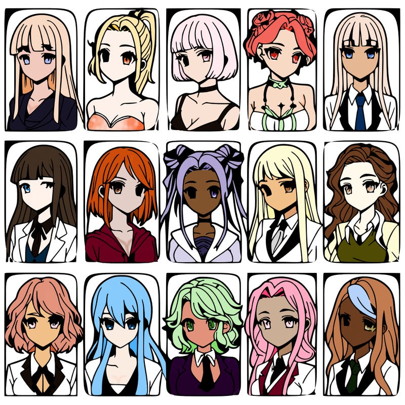 girls that look diffrent anime