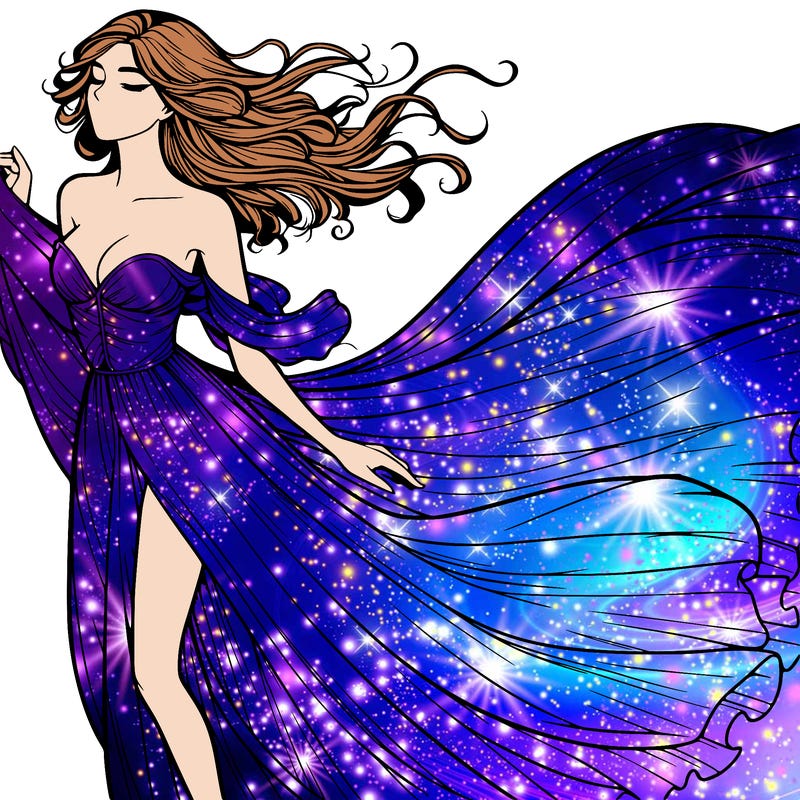 realistic woman in dress flowing the the wind