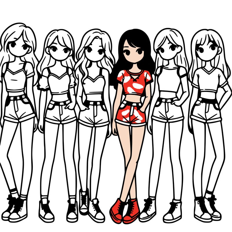 a group of girls wearing crop tops and shorts