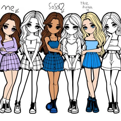 a group of girls realistic