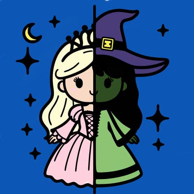 split princess and witch