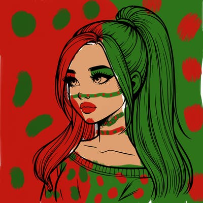 realistic girl with a high ponytail