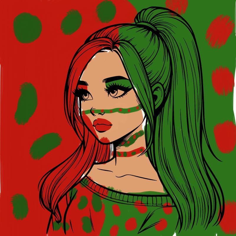 realistic girl with a high ponytail