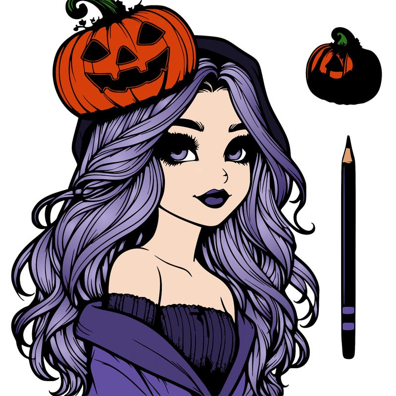 realistic  girl with  a halloween themed look