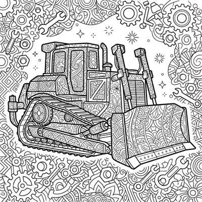 Discover our unique Zentangle Bulldozer coloring page, a fascinating blend of industrial power and intricate artistry. This design features a detailed bulldozer adorned with mesmerizing Zentangle patterns, set against a background of construction-themed motifs.