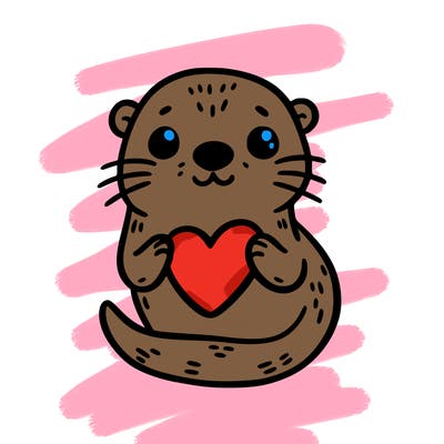 otter with a heart