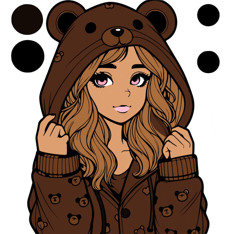 realistic girl in a animal pjs hoodie