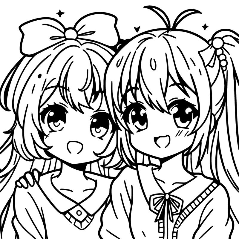 anime girls bff