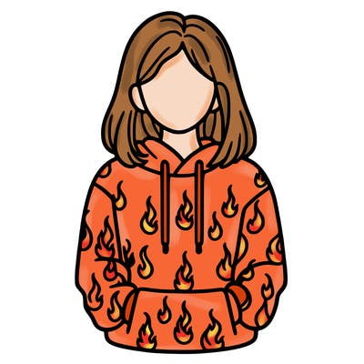 woman with fire hoodie