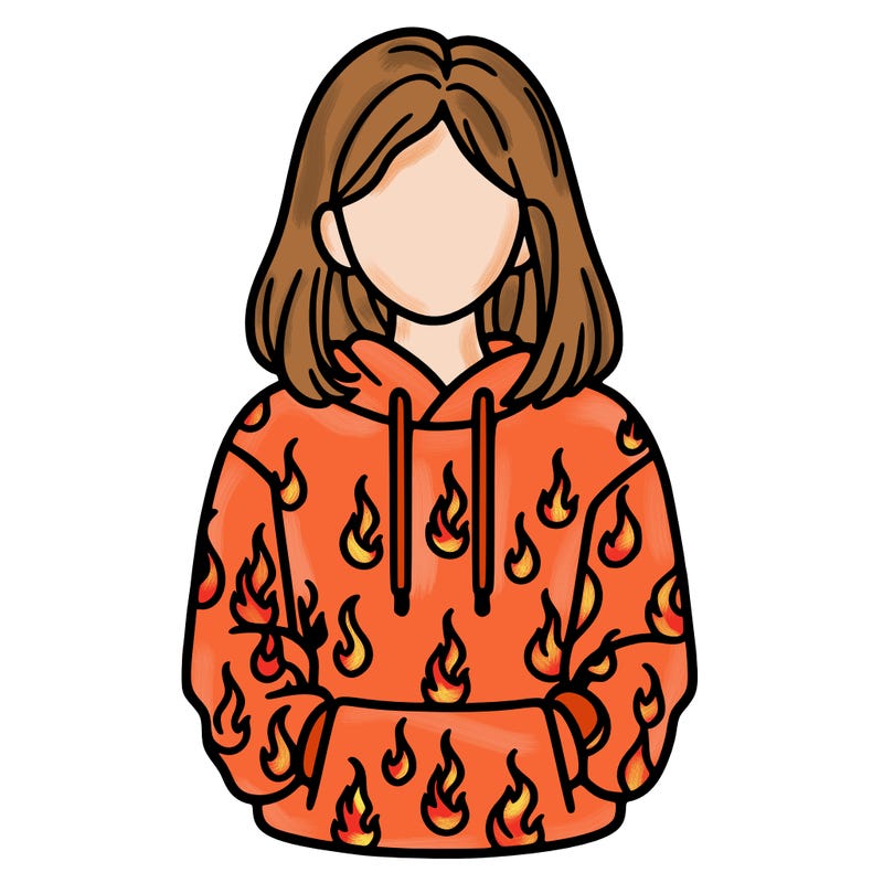 woman with fire hoodie