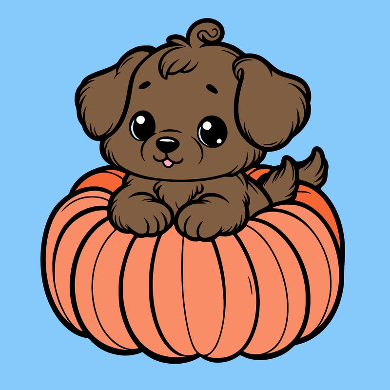 cute little puppy in a pumpkin