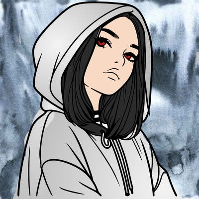 a realistic girl in a hoodie