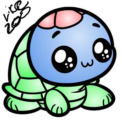 cute little animated turtle