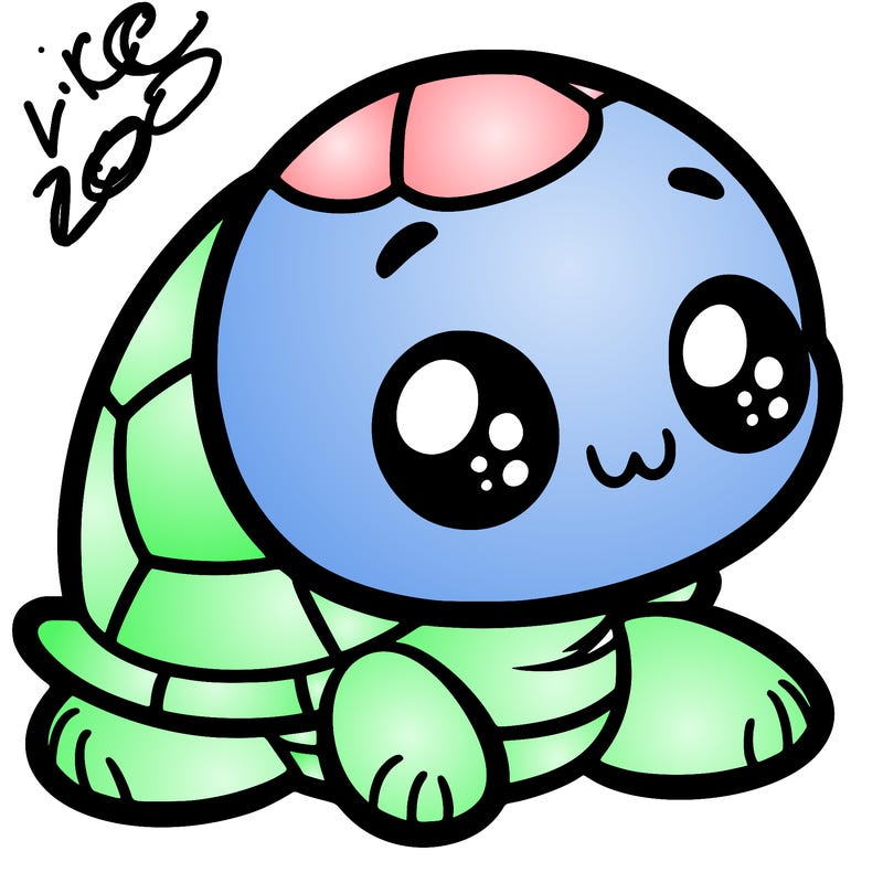 cute little animated turtle