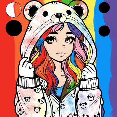 realistic girl in a animal pjs hoodie