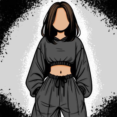 realistic girl faceless with baggy pants and a crop top