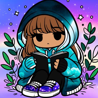 girl in oversized hoodie reading a book