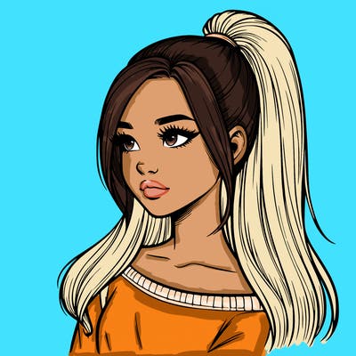 realistic girl with a high ponytail