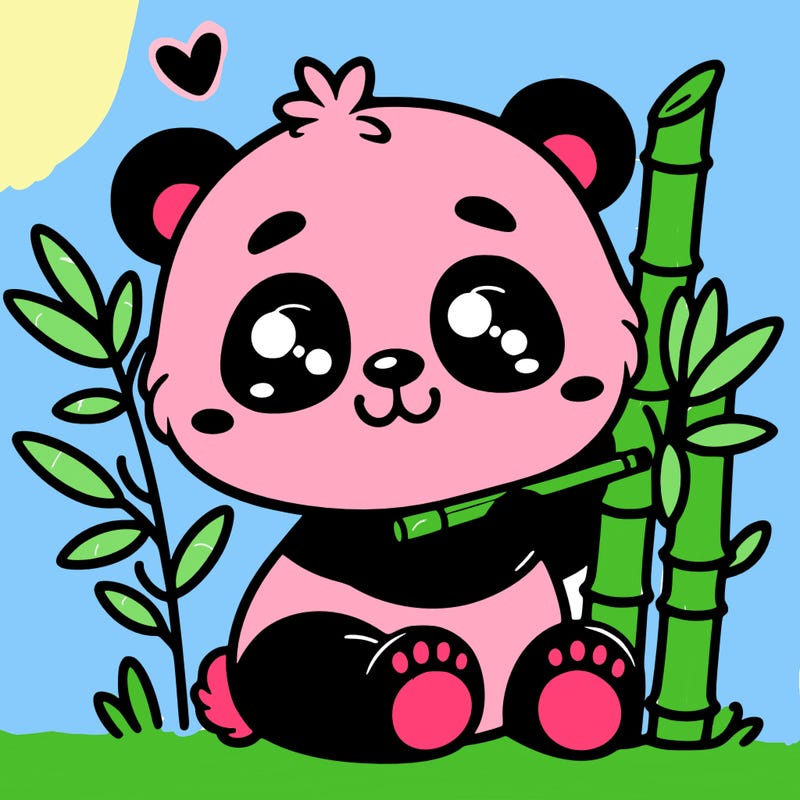cute panda with bamboo