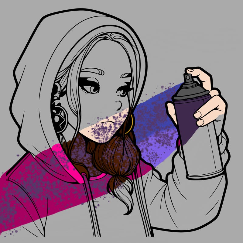 a realistic girl, spray painting